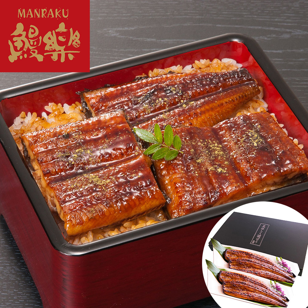 鰻楽 九州産 うなぎ蒲焼 4尾 (計560g)