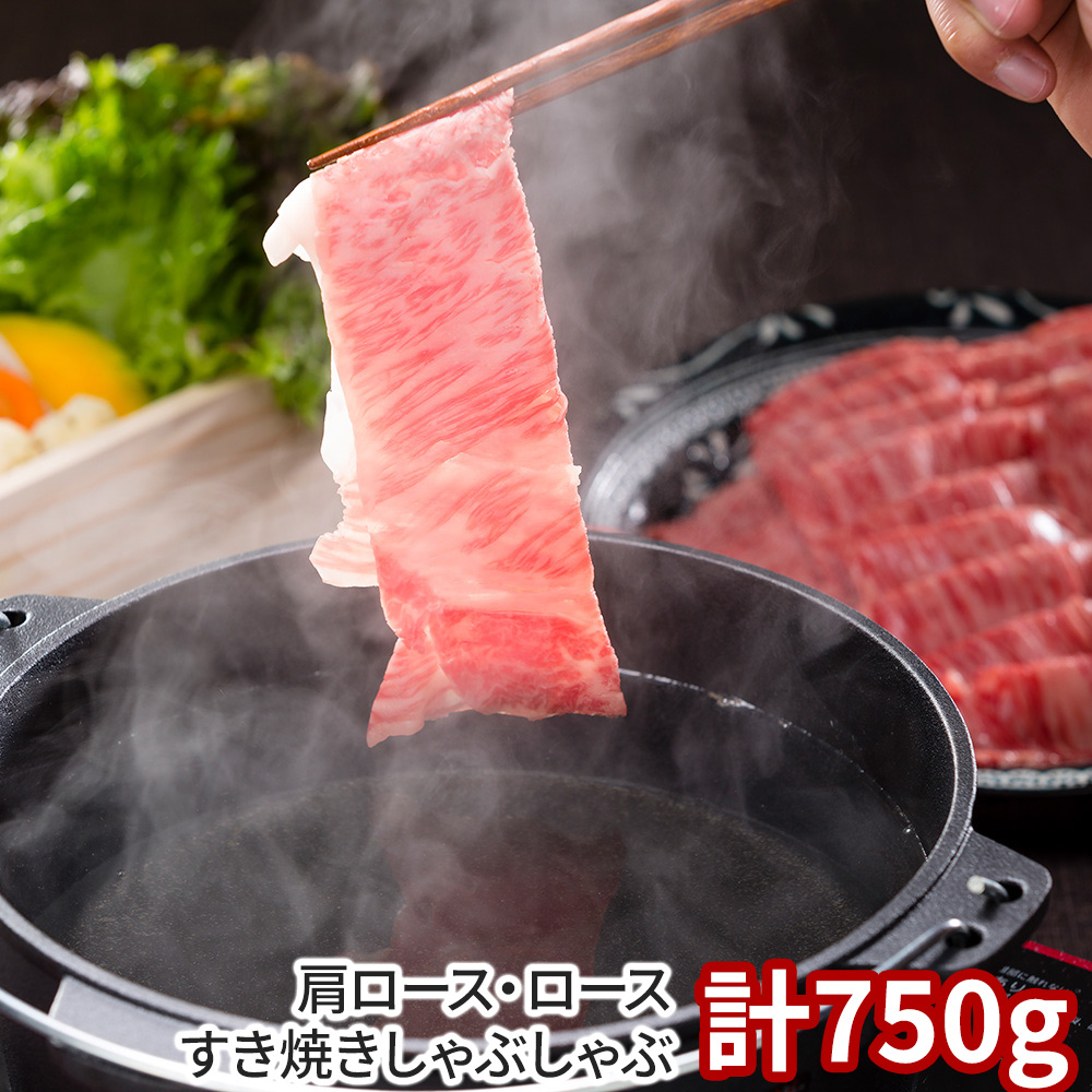 岡山 おかやま和牛 肩ロース・ロースすき焼きしゃぶしゃぶ 計750g