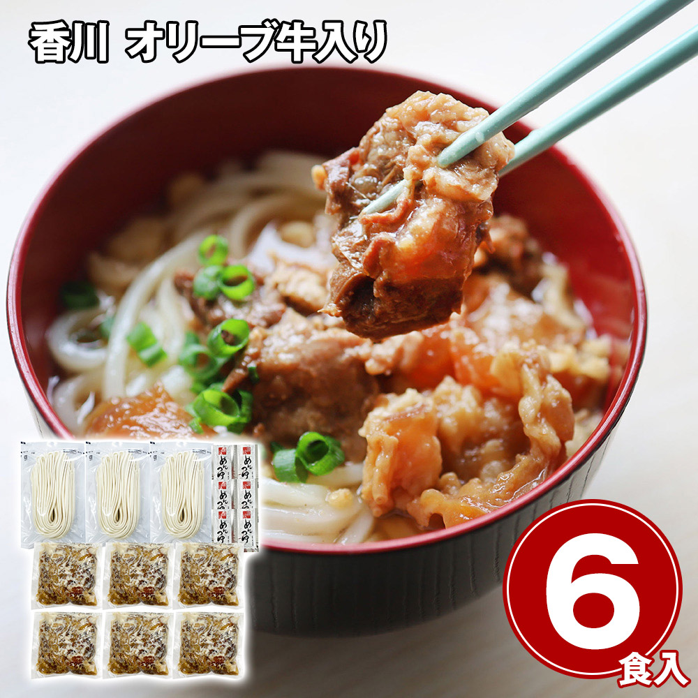 香川 オリーブ牛入り とろけるすじ煮込みうどん6人前