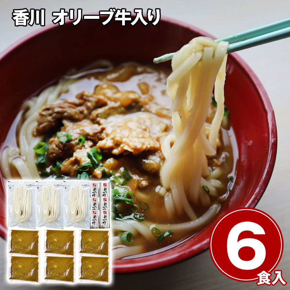 香川 オリーブ牛入り とろけるスパイシーカレーうどん6人前