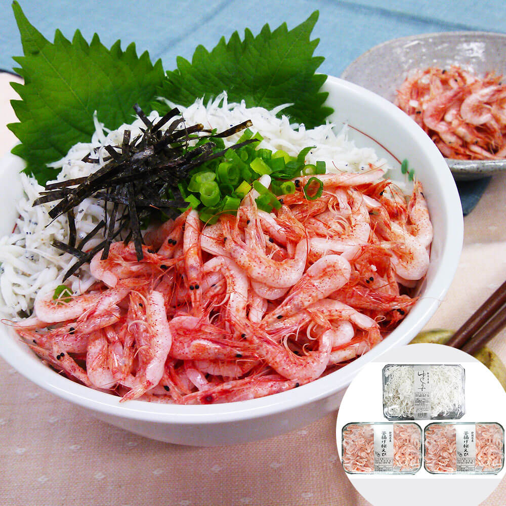 静岡 「石原水産」 駿河湾産 釜揚げ桜えび&しらすセット(釜揚げ桜えび80g×2、ゆでしらす130g)