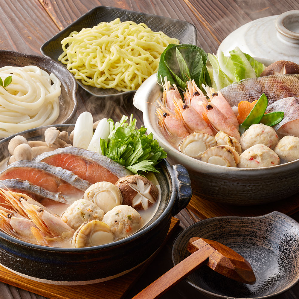 石狩鍋&海鮮ちゃんこ鍋 食べ比べセット(個食用 石狩鍋セット(秋鮭切身40g×3切)