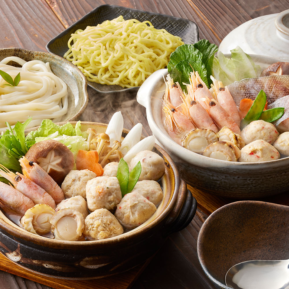 海鮮ちゃんこ鍋&海鮮つみれ鍋 食べ比べセット(個食用 海鮮ちゃんこ鍋セット(助宗鱈切身40g×2切)
