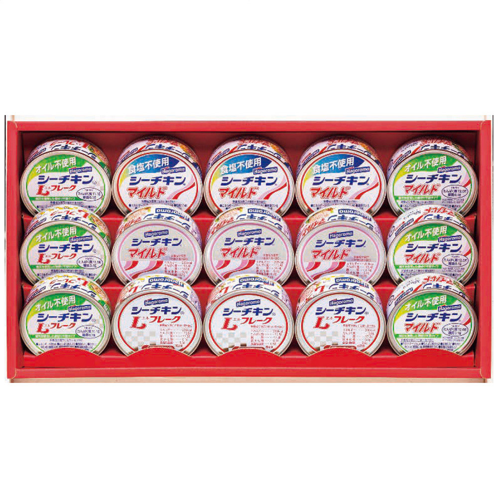 はごろもフーズ シーチキンギフト(オイル不使用Lフレーク・Lフレーク・食塩不使用マイルド・オイル不使用マイルド・マイルド各3缶)